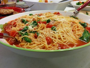 Angel Hair with Garlic Spinach