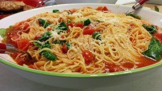 Angel Hair with Garlic Spinach